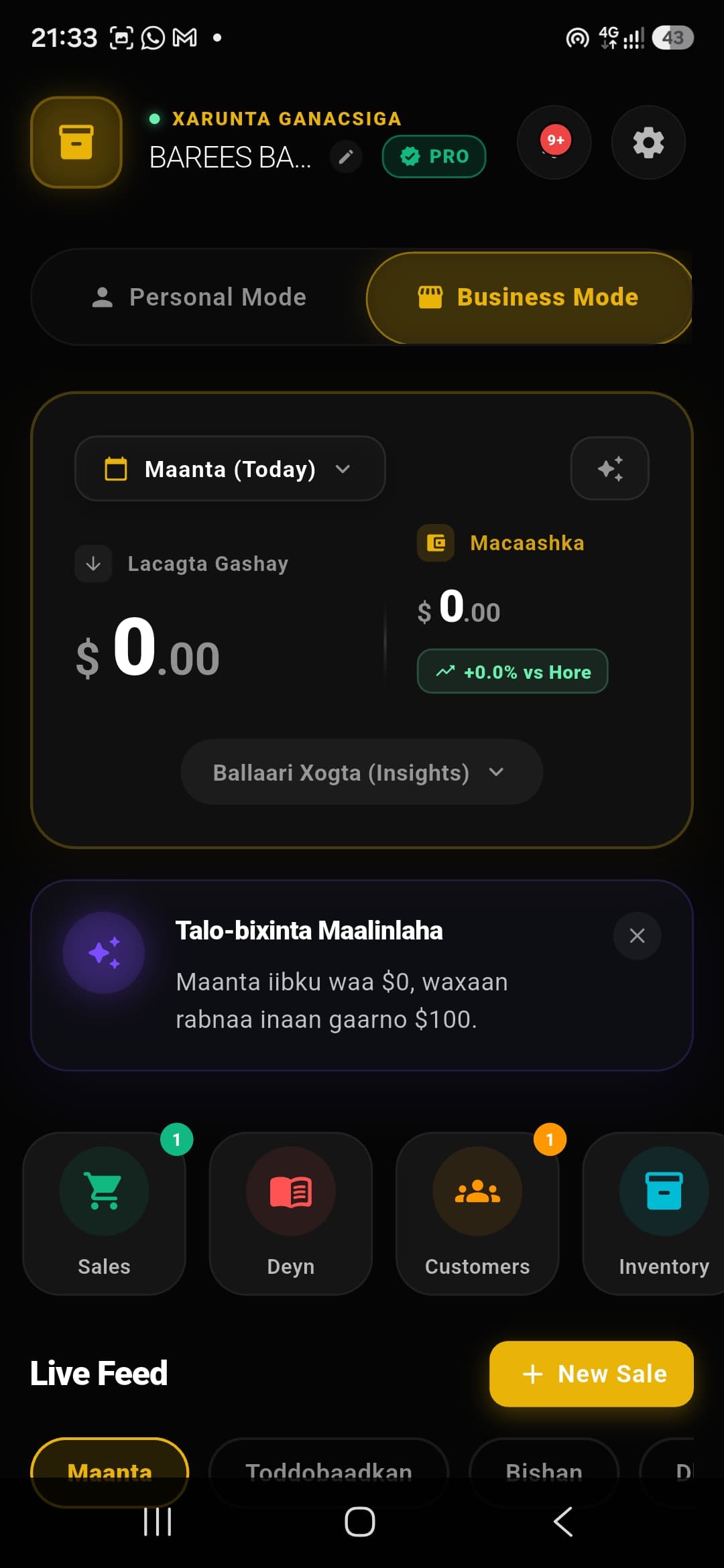 E-Tiri business dashboard
